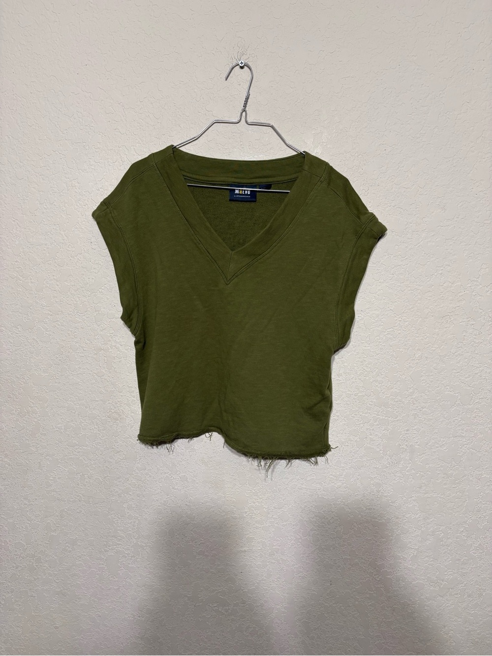 Maeve Olive Green V-Neck Cropped Tee